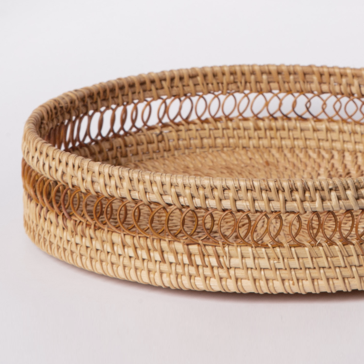 Round Rattan Tray — Decorative White Woven Tray for Coffee Table & Hom ...